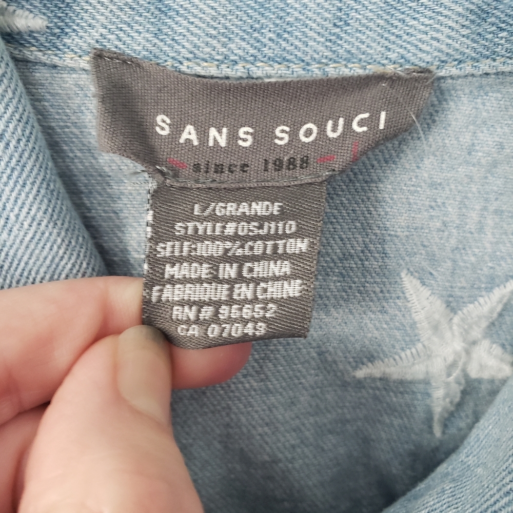 SANS SOUCI Jean Jacket Zodiac Stars Size Large Women's - Picture 3 of 6